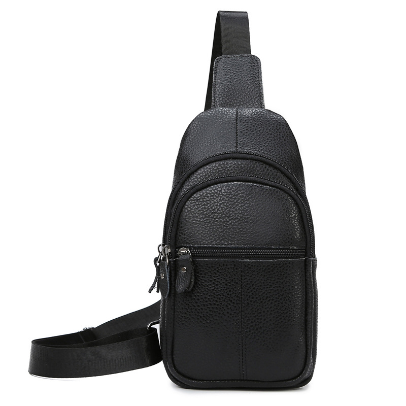Genuine Leather Crossbody Shoulder Bag for Men Large capacity Cowhide Chest Pack