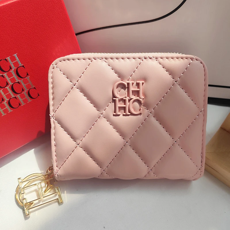 Pink Coin Purse PU Leather Womens Wallet Casual Luxury