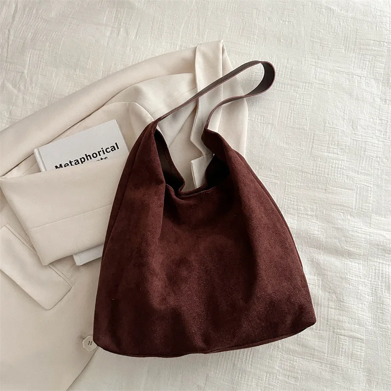 Fashion Large Capacity Handbag for Women Solid Color Retro Tote Bag