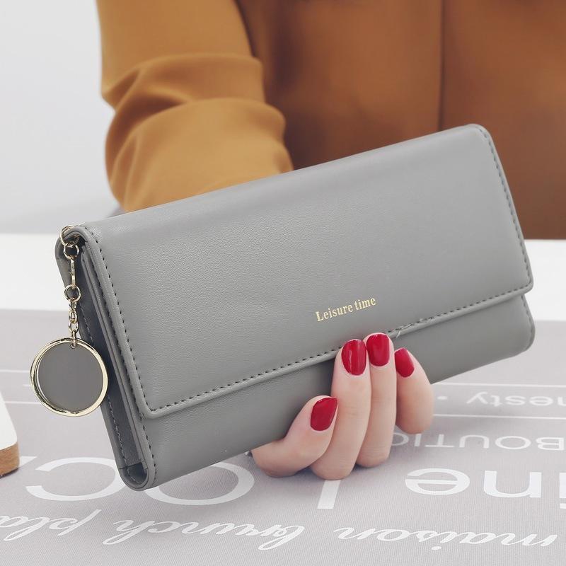 Fashion Womens Long Tri Fold Wallet Purse Fresh Leather Clutch with Card Holder Stylish and Practical