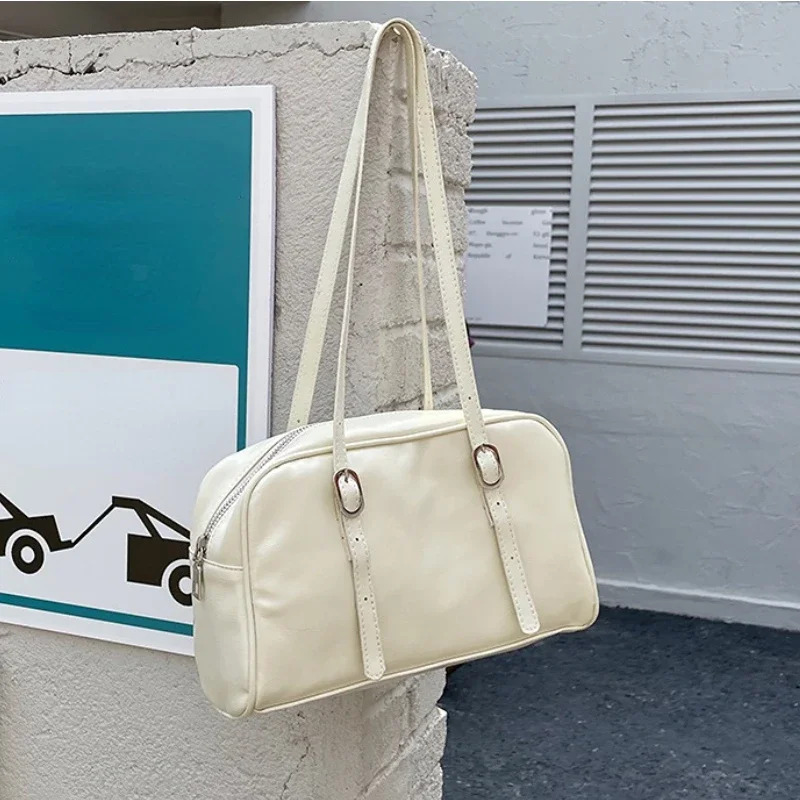 Fashion Women Green PU Leather Shoulder Bag Large Capacity Casual Tote for Daily Use