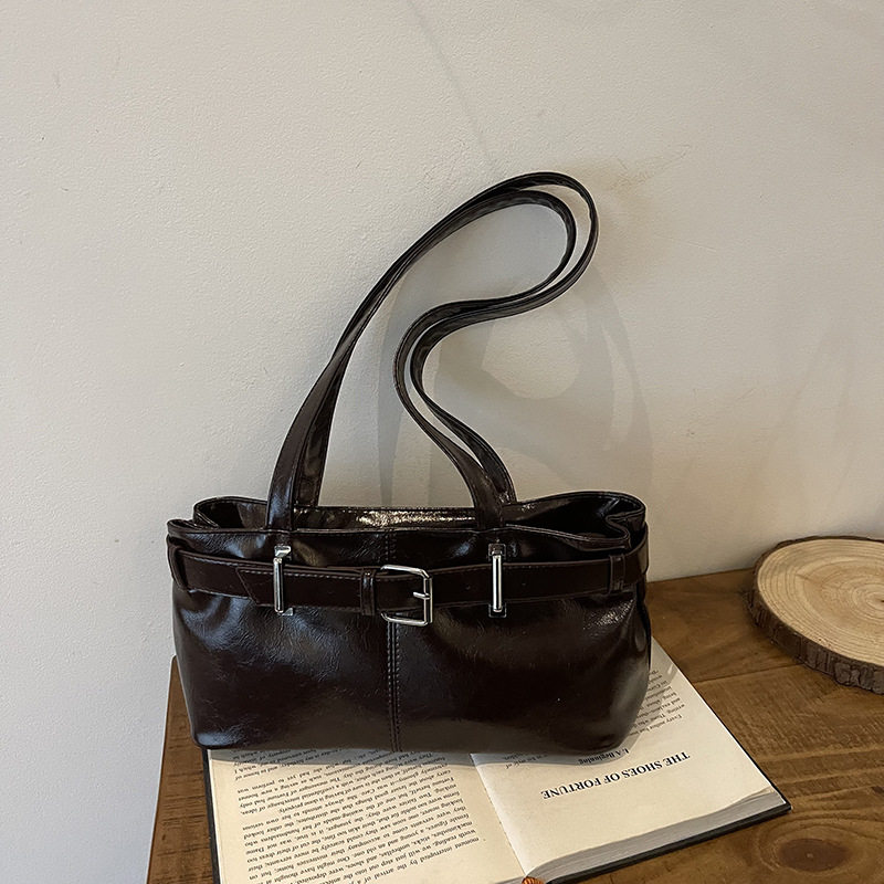 Vintage PU Leather Shoulder Bag for Women Stylish Commuter Handbag & Purse