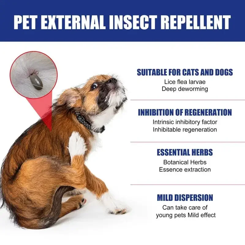 Pet Flea Removal Spray for Cats and Dogs External Lice Tick Repelling and Skin Cleansing Solutios