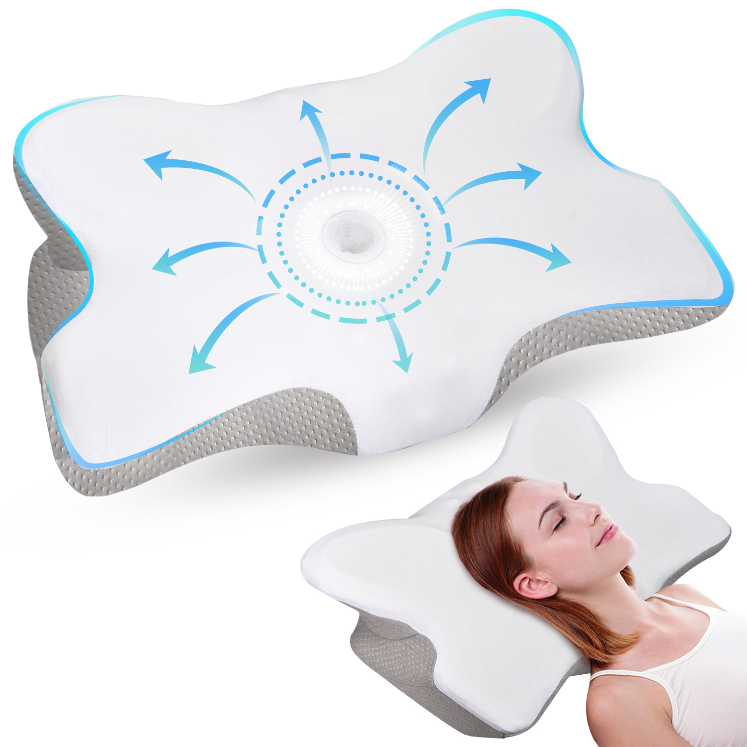 Memory Foam Orthopedic Pillow for Neck & Shoulder Pain Relief Ergonomic Cervical Support Pillow