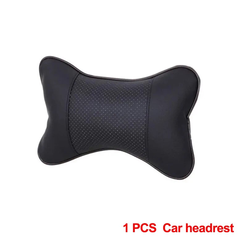 Premium Car Neck Pillow for Head Pain Relief PU Leather Headrest with Fiber Fill Universal Fit