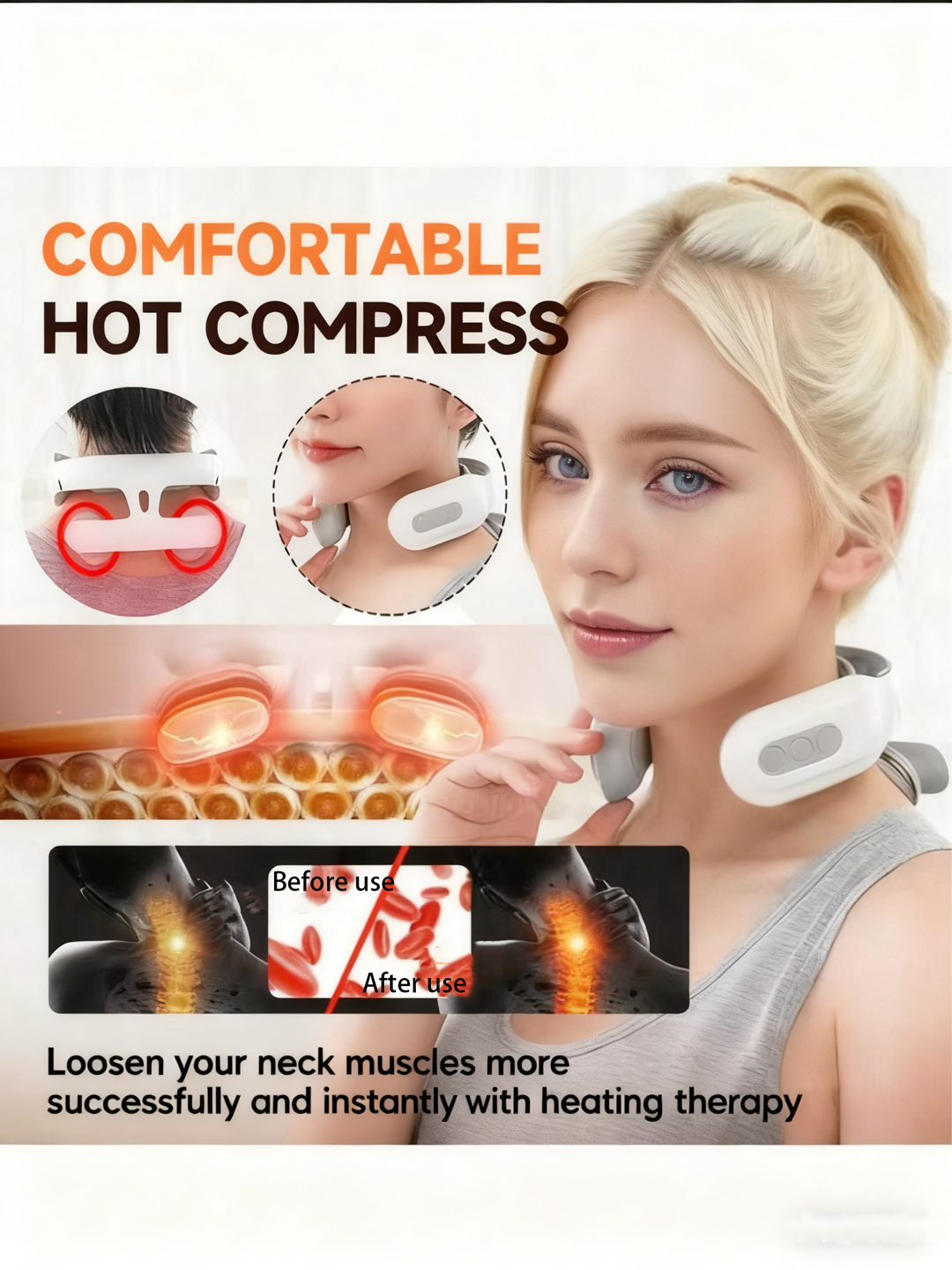 Rechargeable Portable Electric Neck Massager for Neck and Shoulder Pain Relief