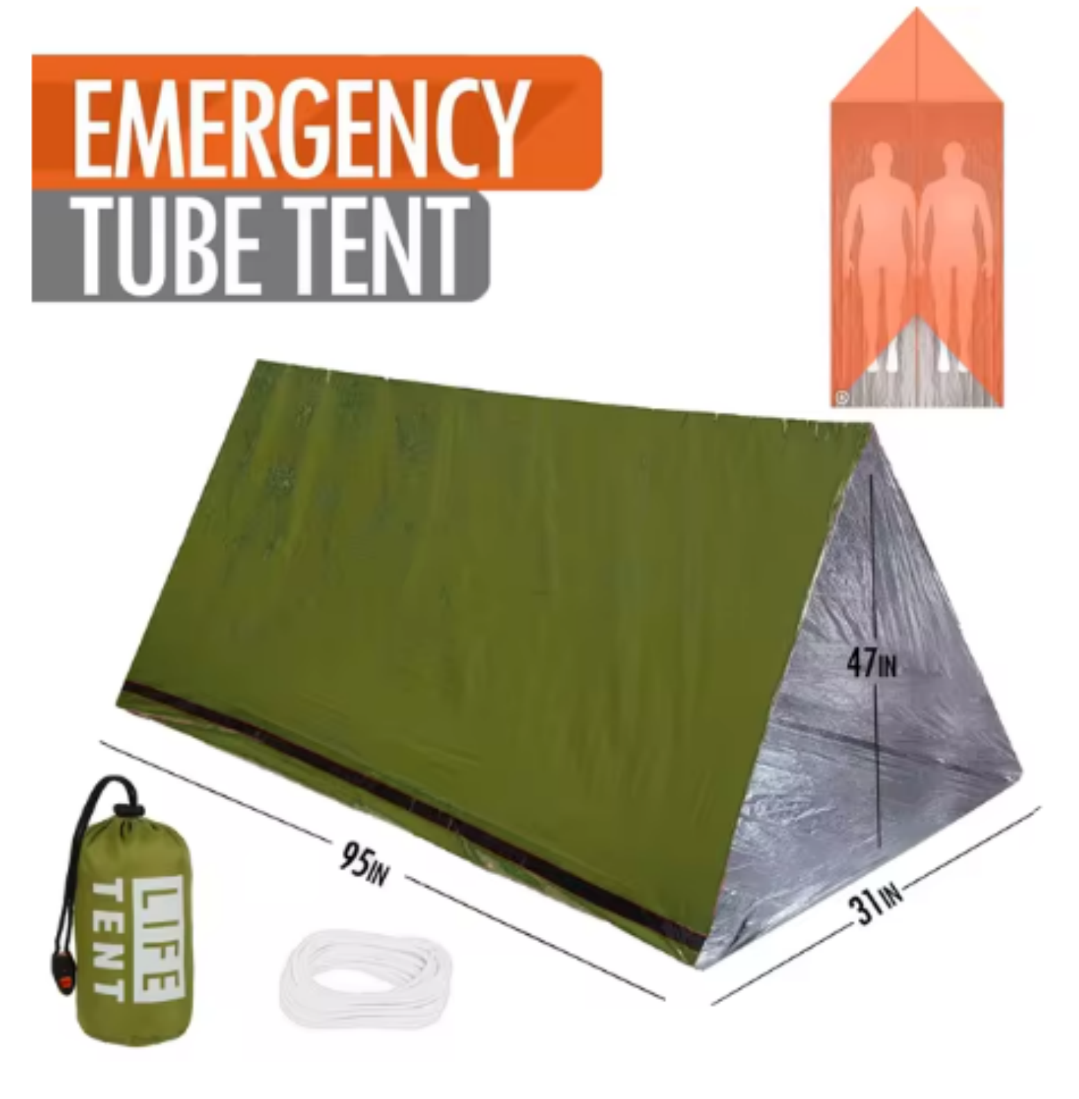 Survival Bivy Shelter Tent Kit Waterproof Mylar Thermal Blanket & Sleeping Bag for Emergency Outdoor Use