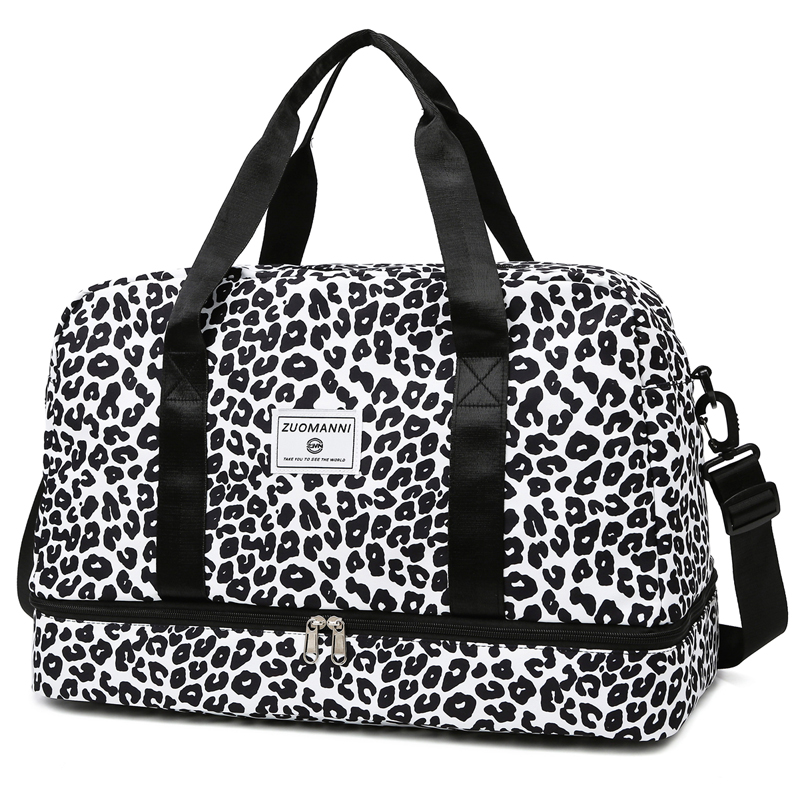 Spacious & Durable Womens Carry On Travel Bag Animal Print Nylon Large Capacity Gym & Overnight Bag