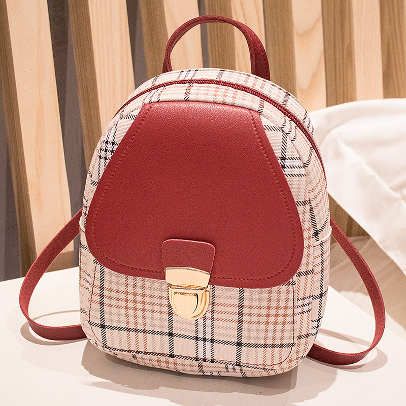 Plaid Mini Backpack Crossbody Bag for Teen Girls