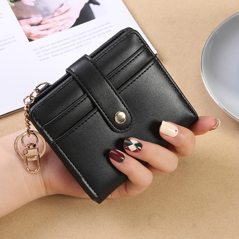 Compact Minimalist Womens Wallet with Keychain Multiple Card Slots and Zero Wallet Design