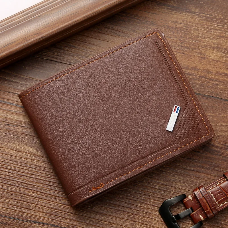 Mens Genuine Leather Slim Wallet RFID Blocking Bifold Wallet with Money Clip