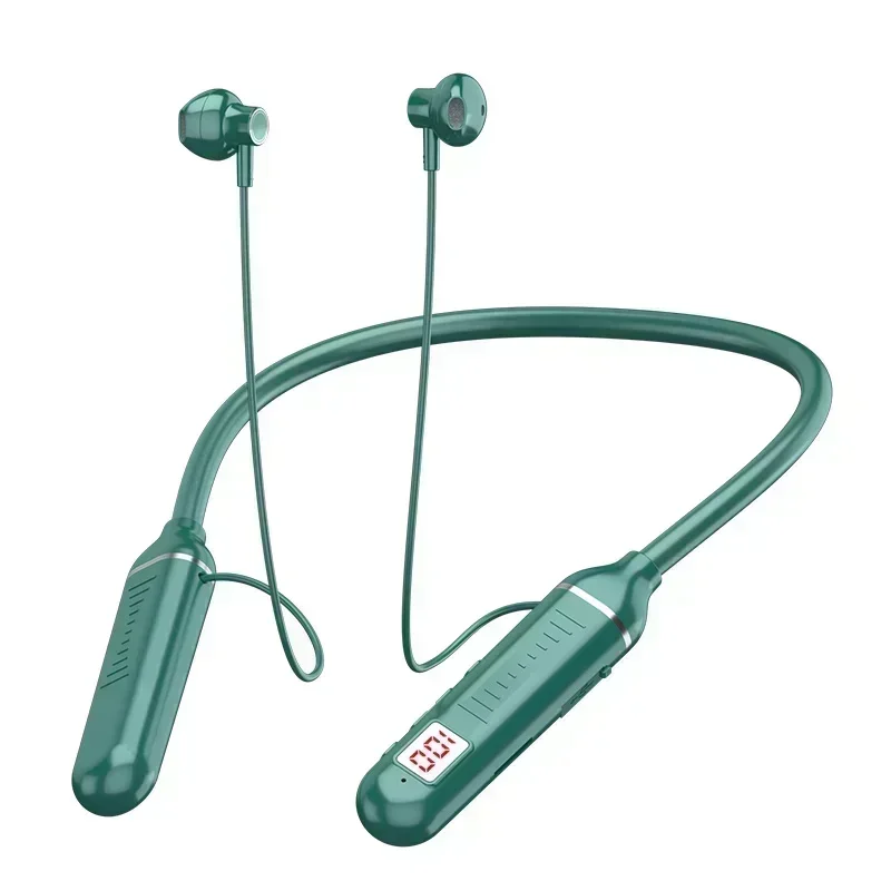 Wireless Bluetooth Neckband Earphones Gaming LED Display HIFI Sound Sports TWS with Mic & TF Card
