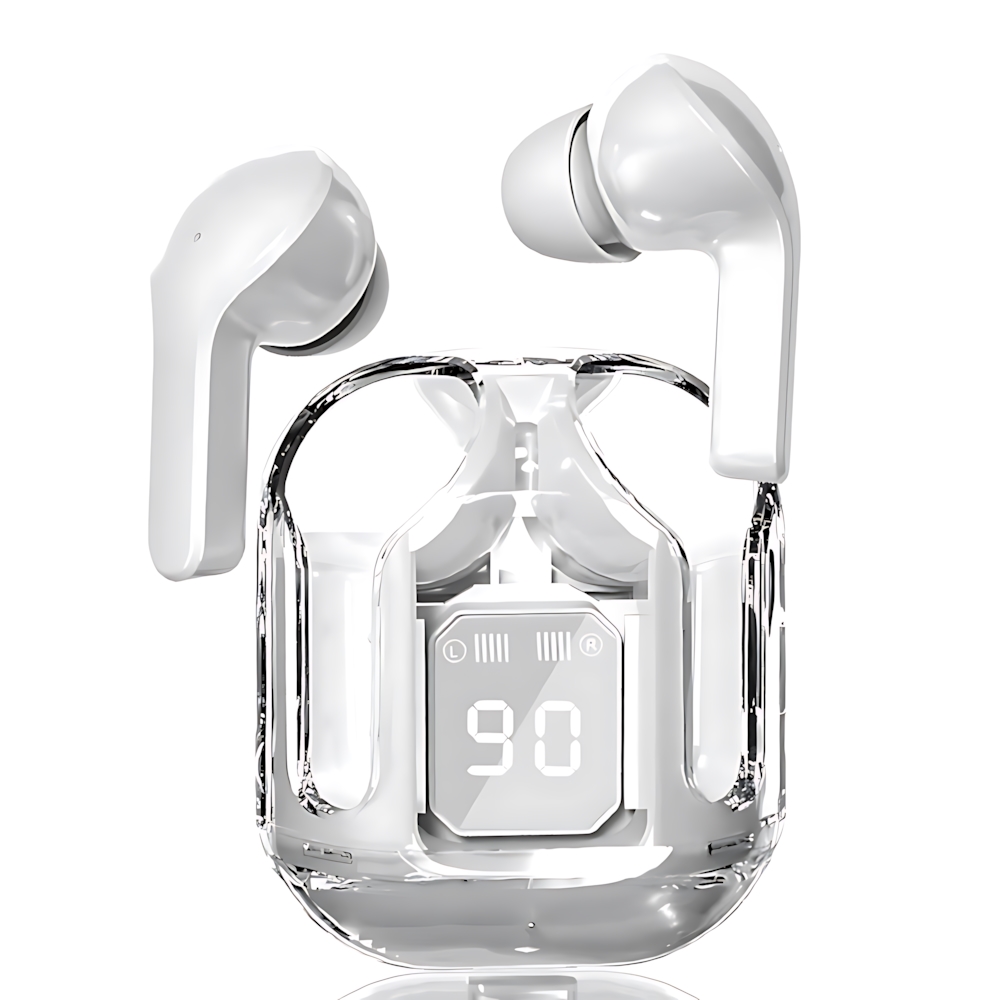 True Wireless Bluetooth Earphones with LED Display & Stereo Sound Transparent Design TWS Headset for Clear Audio