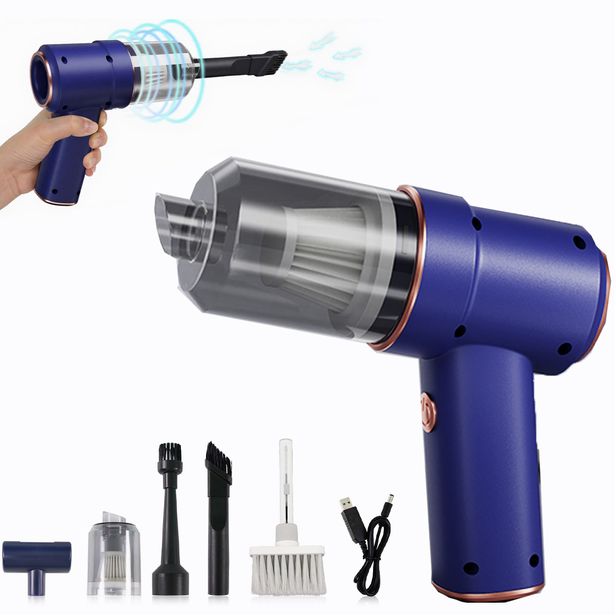 Electric Air Duster & Handheld Vacuum Cordless Computer Cleaning Kit for PC & Car