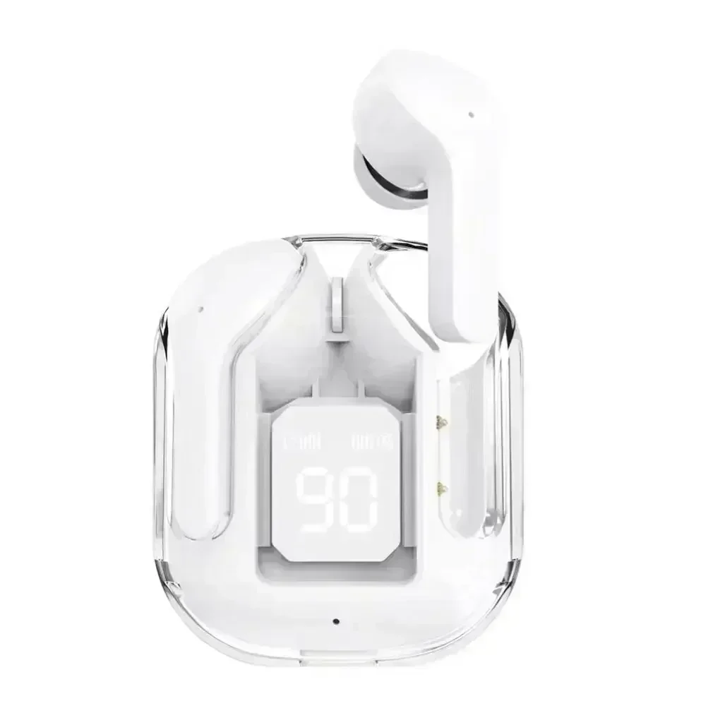 Transparent TWS Wireless Bluetooth Earbuds Crystal Clear HiFi Stereo Sound & LED Power Display