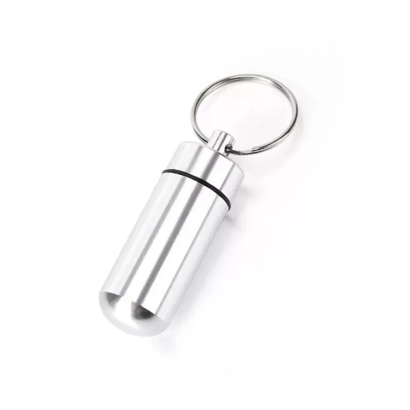 Portable Waterproof Mini Medicine Bottle Keychain Multi Color Aluminum Storage for Travel and Outdoors