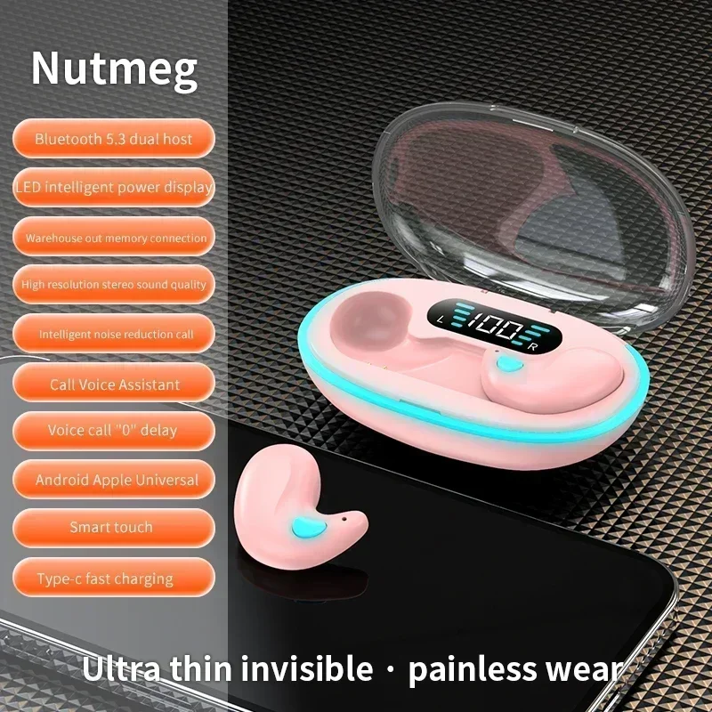 Wireless Bluetooth Earbuds with Noise Reduction for Gaming Sports & Sleep Compatible with All Smartphones
