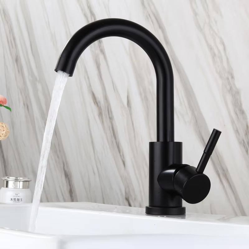 Modern Tall vessel sink faucet in Black or Silver Stainless Steel