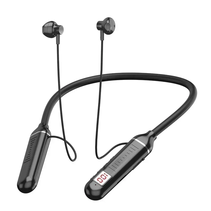 HIFI Wireless Neckband Headphones with LED Power Display, Gaming Bluetooth Headset & TF Card Slot for Sport