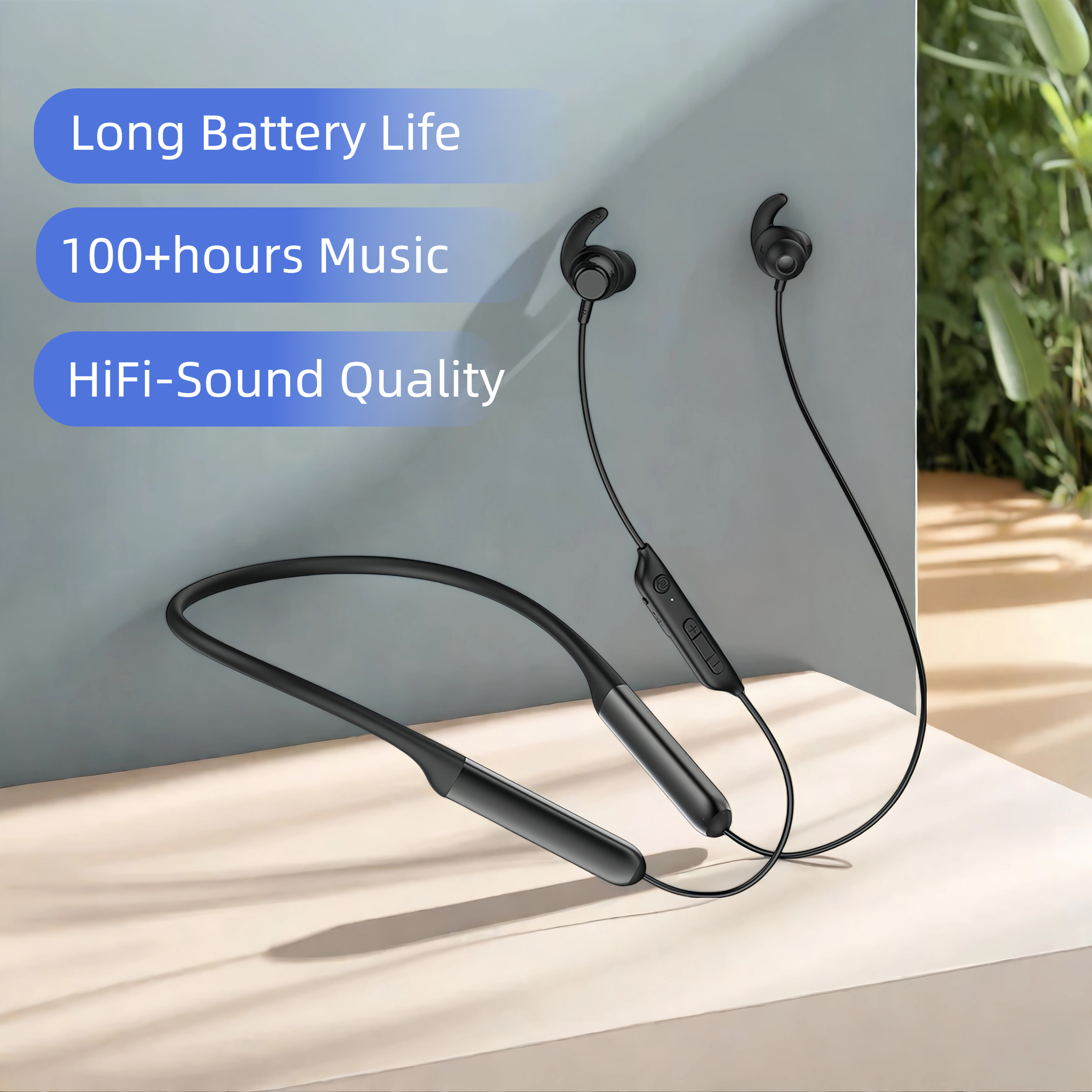SportPro Wireless Neckband Earphones Bluetooth Sports Headphones with Clear Mic & Anti Slip Controls