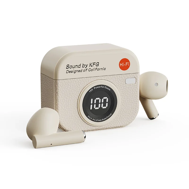 Retro Camera Style Bluetooth Wireless Earbuds True Sound Sport Bluetooth Earphones