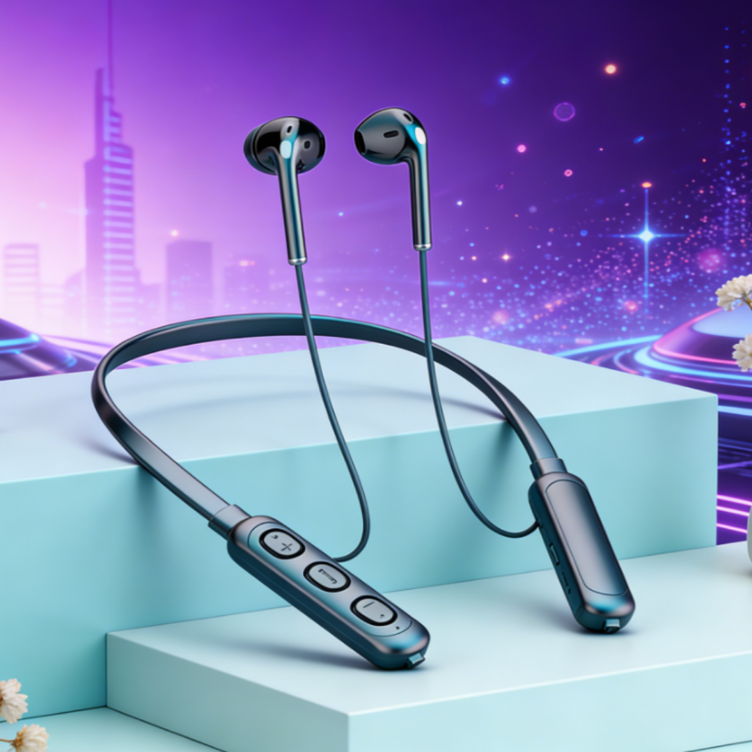 AuraTune Pro Wireless Neckband Headphones with Mic Stereo Sports Bluetooth Earphones