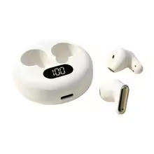 Leather Texture Wireless Bluetooth Earbuds with LED Display and Semi In Ear Comfort