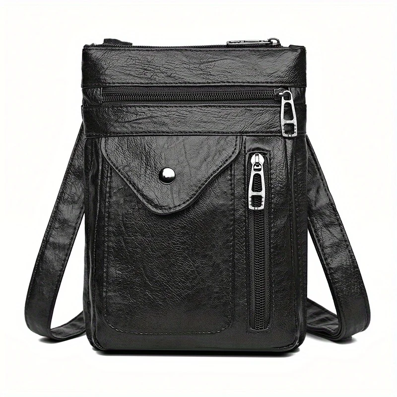 Vintage Faux Leather Mini Crossbody Phone Bag for Women