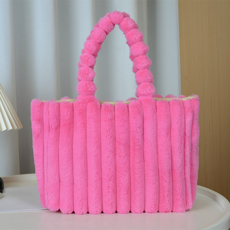 Soft Plush Tote Bag for Women Cozy Faux Fur Shoulder Bag for Autumn Winter