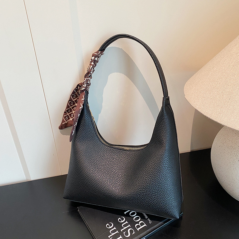 Textured Womens Tote Bag with Silk Scarf Spacious Everyday Shoulder Purse