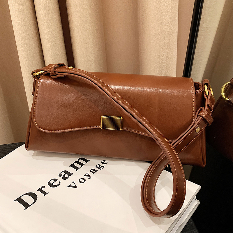 Vintage Faux Leather Shoulder Bag Adjustable Crossbody Purse for Women