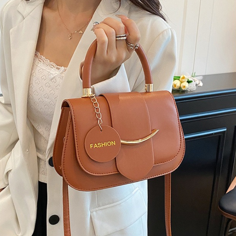 Vintage Faux Leather Crossbody Bag for Women with Top Handle