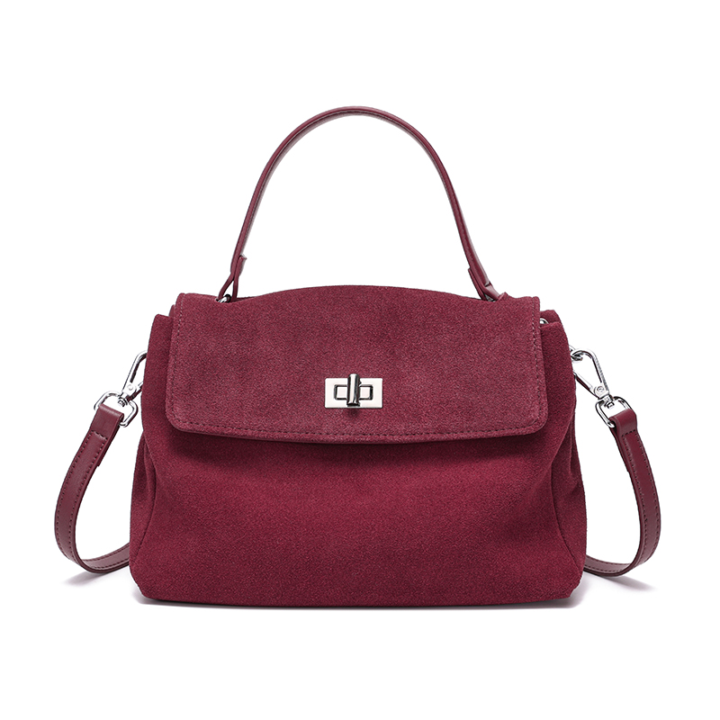 Womens Genuine Leather Suede Shoulder Bag Crossbody Commuter Handbag