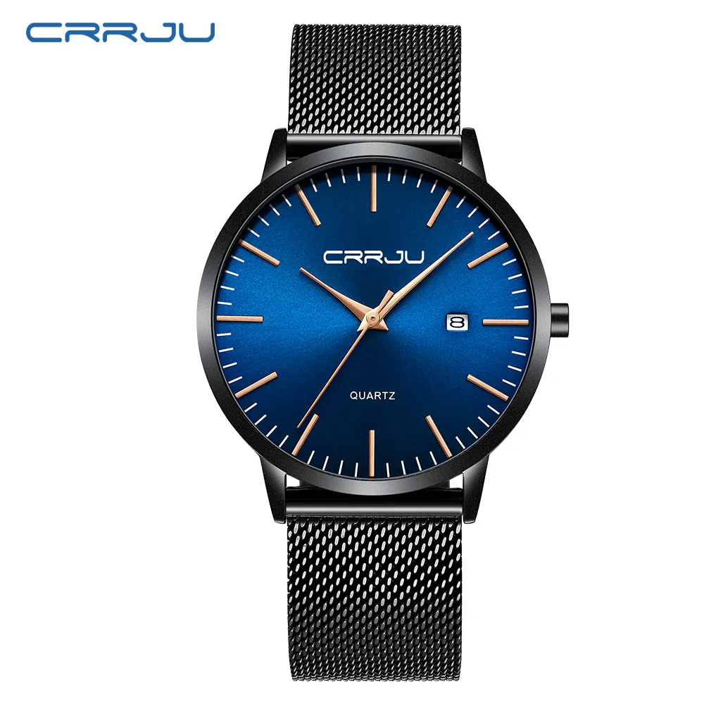 Ultra Slim Stainless Steel Mesh Strap Automatic Mens Watch Classic Wristwatch