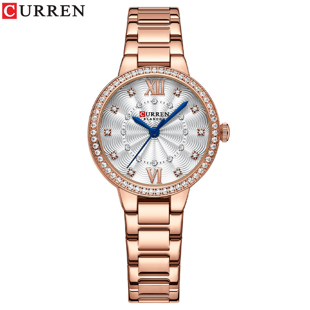 Rose Gold Stainless Steel Women Watch Fashion Waterproof Ladies Quartz Wristwatch