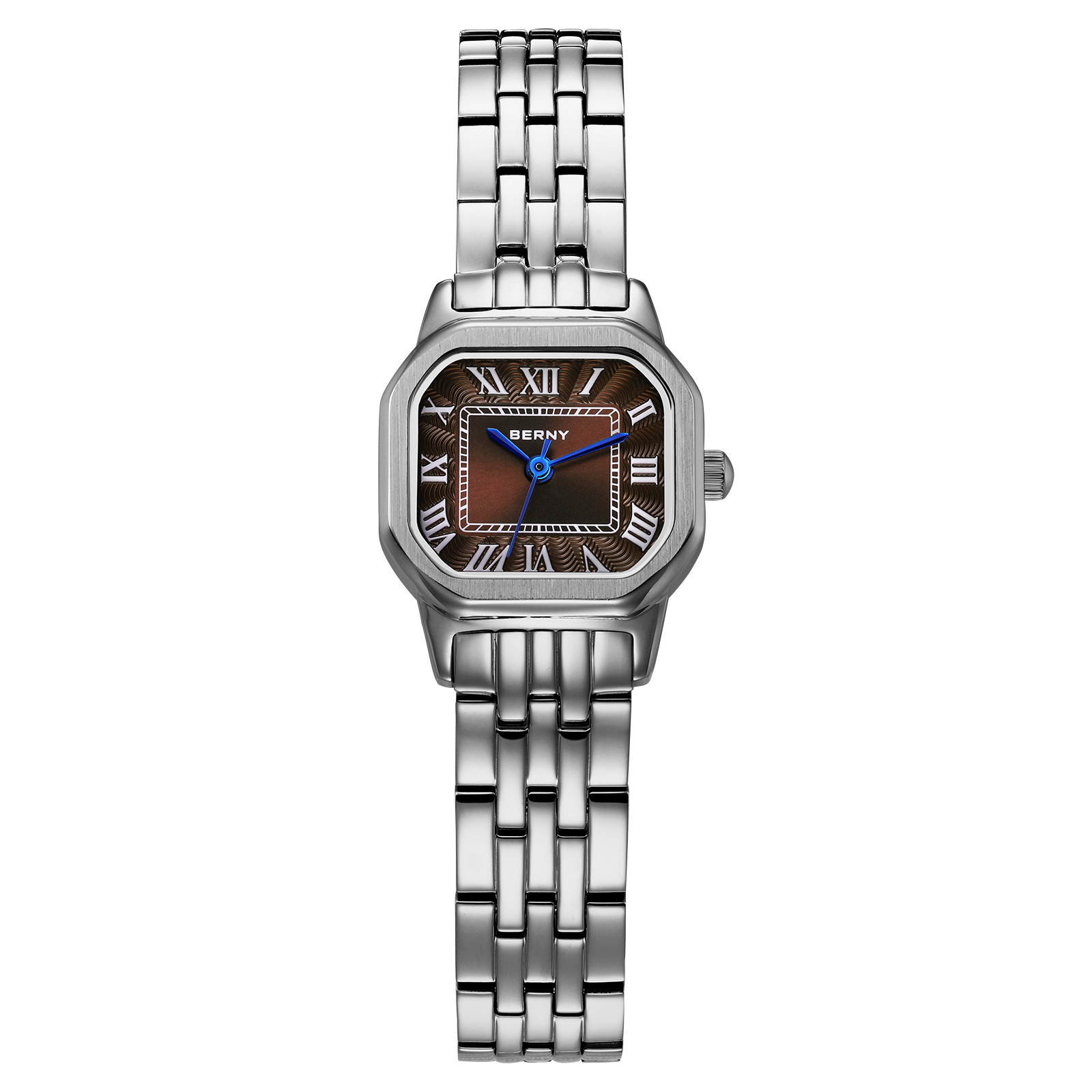 Elegant Silver Square Dial Womens Quartz Watch Stainless Steel Dress Wristwatch