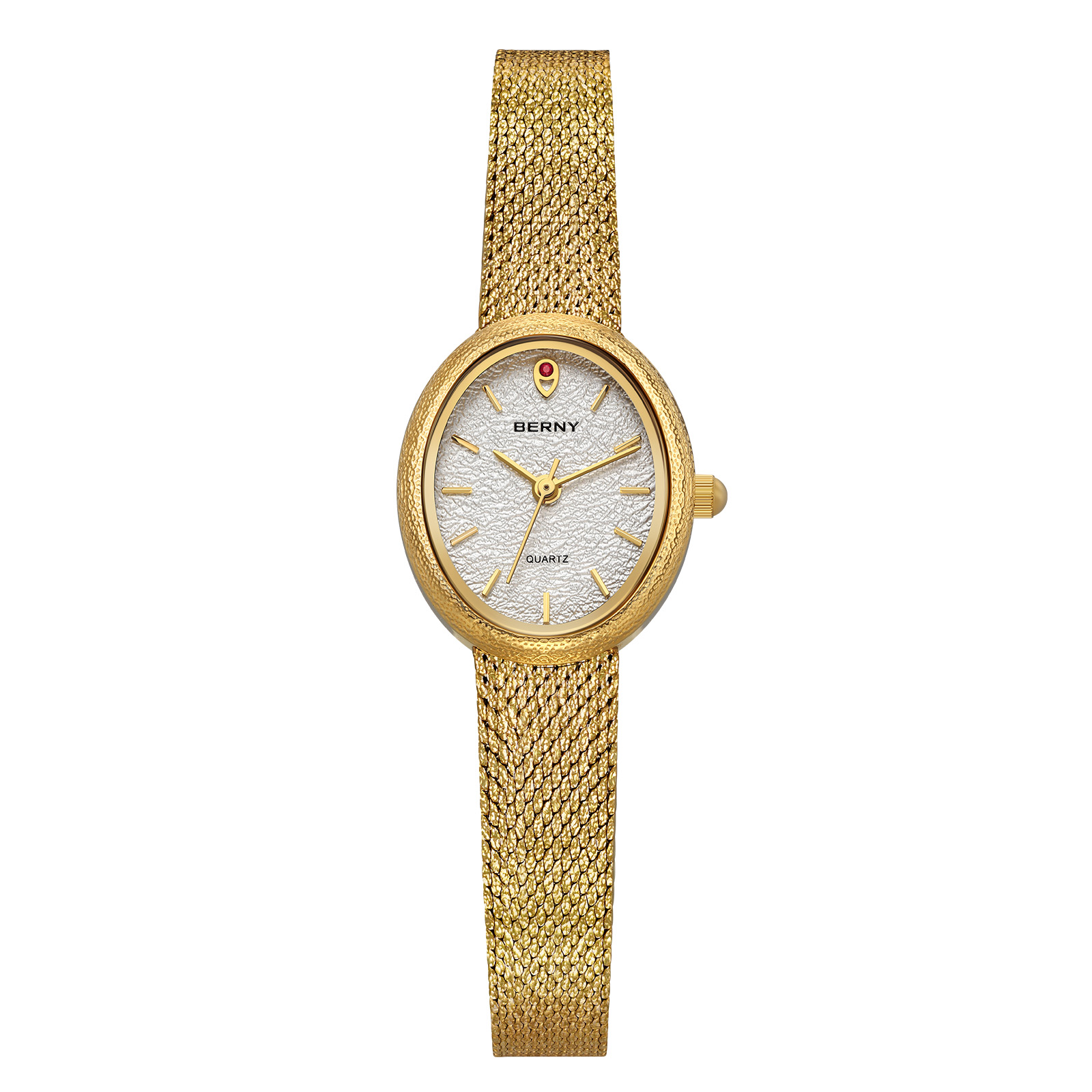 Elegant Gold Oval Womens Quartz Watch Stainless Steel Dress Wristwatch