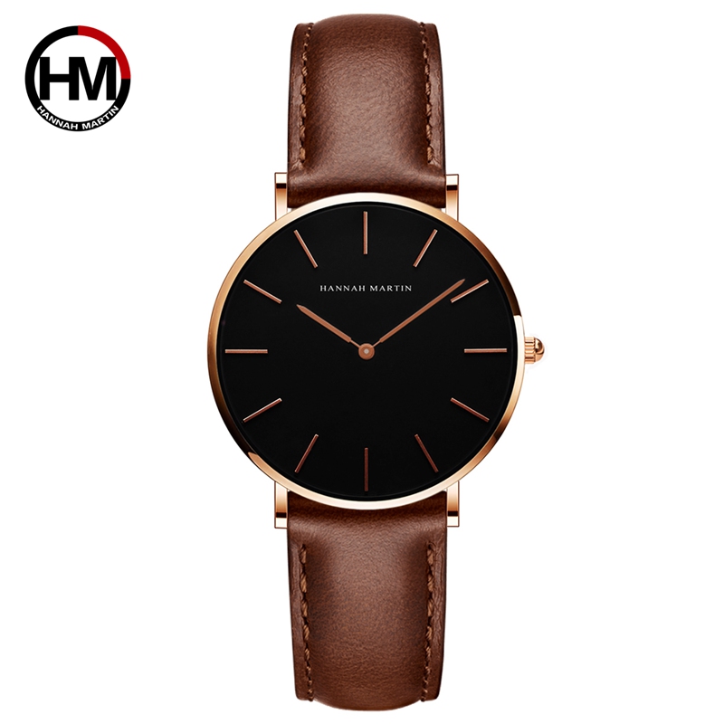 Elegant Rose Gold Womens Watch Ultra Thin Waterproof Leather Wristwatch