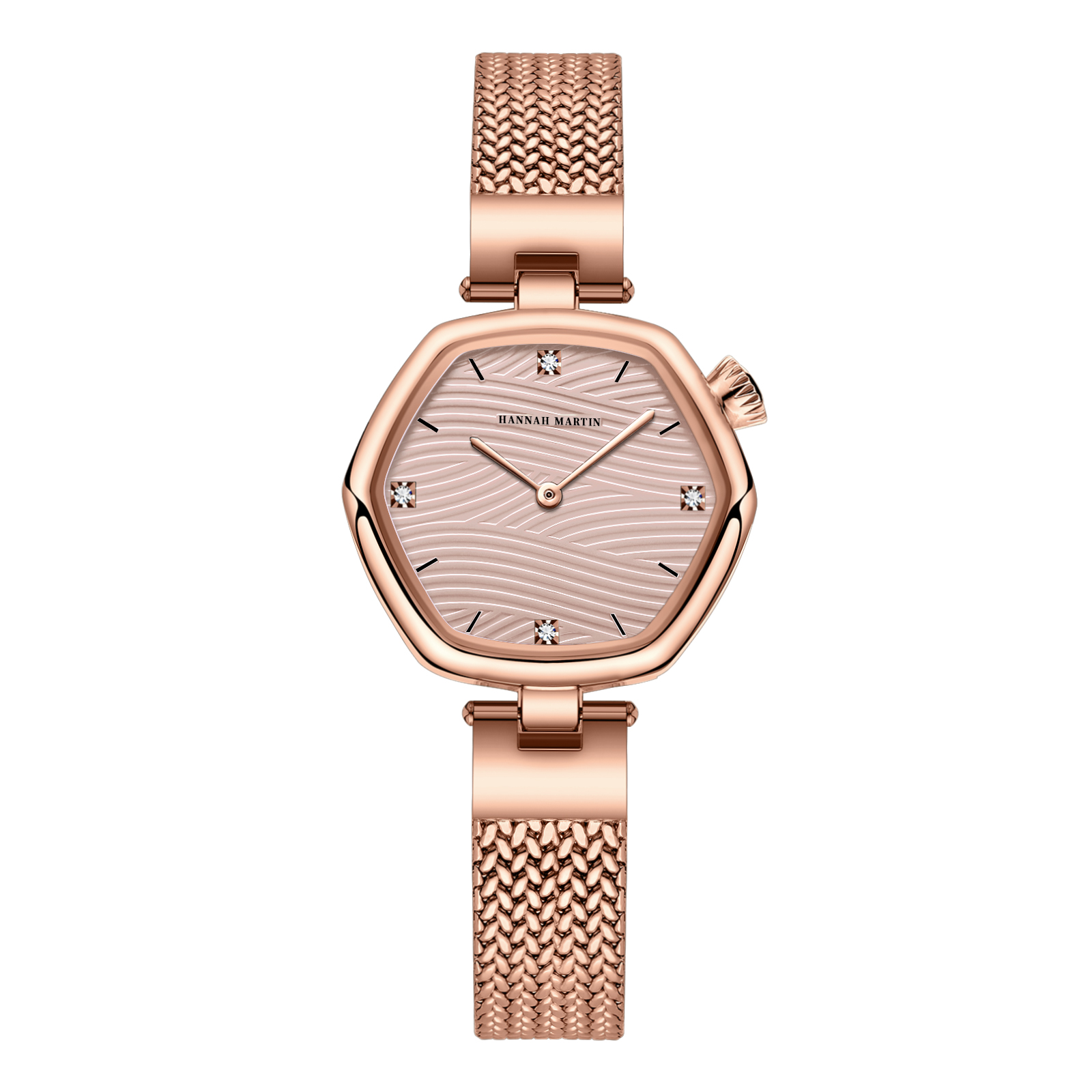 Martin Geometric Womens Quartz Watch Stainless Steel Mesh Band