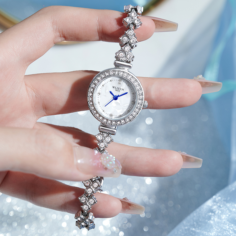 Elegant Diamond Dial Watch for Women Waterproof Quartz Fashion Wristwatch