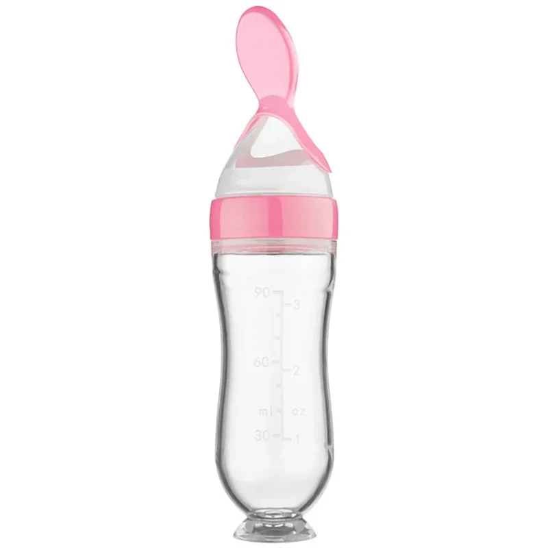 Silicone Baby Food Feeder Squeeze Bottle with Spoon and Dropper