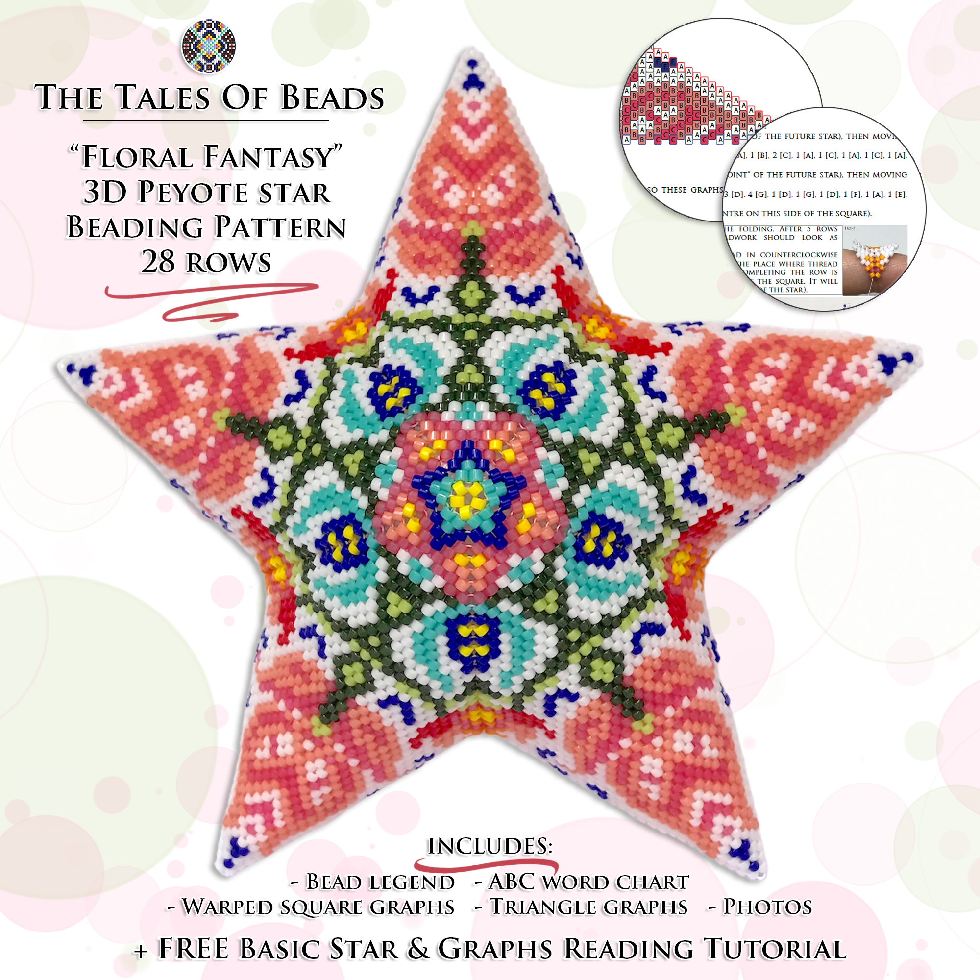 Peyote Star Pattern Floral Fantasy / Beaded Star Patterns Se | Inspire ...