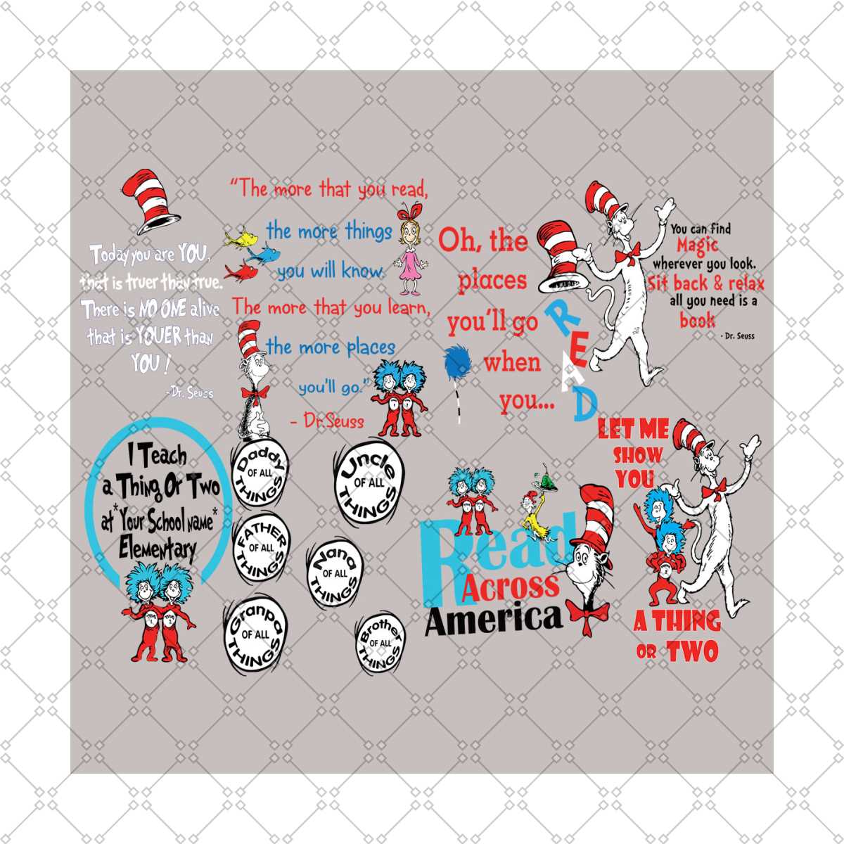 Dr Suess Svg Bundle, Dr Seuss Svg, Cat In The Hat Svg, Thing | Inspire ...