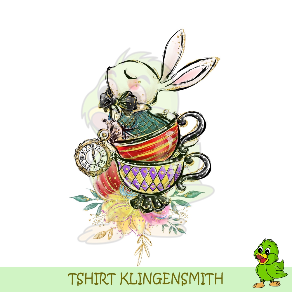 Mr. White Rabbit Clock Tea Time Wonderland Characters PNG | Inspire Uplift