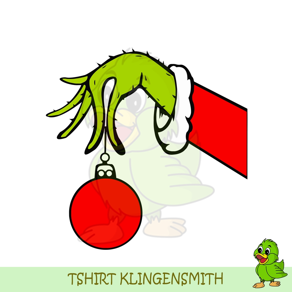 Grinch hand holding ornament SVG, Christmas ornament ball sv | Inspire ...