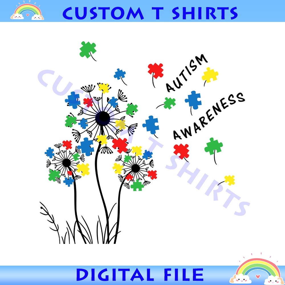 Autism Awareness Dandelion Puzzle Piece PNG | Inspire Uplift