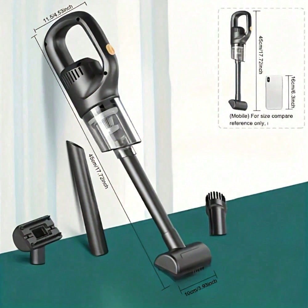 Handheld Vacuum Cleaner for Car & Home with Brush Heads USB Rechargeable Cordless Vacuum