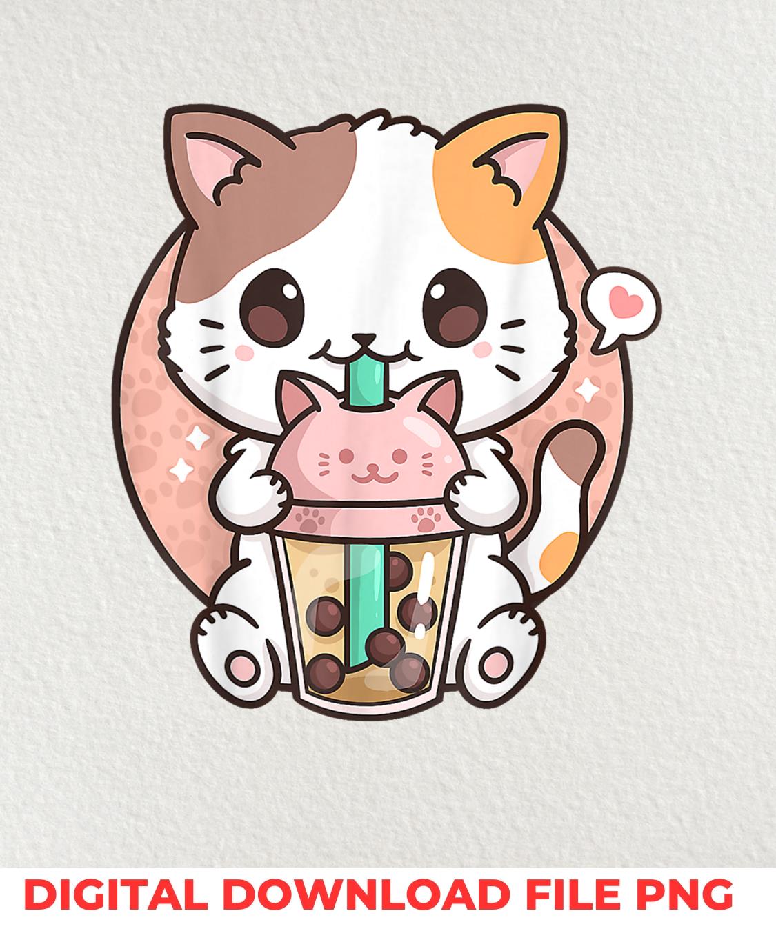 Cat Boba Anime Bubble Tea Neko Girls Kawaii Girls Teen PNG, | Inspire ...
