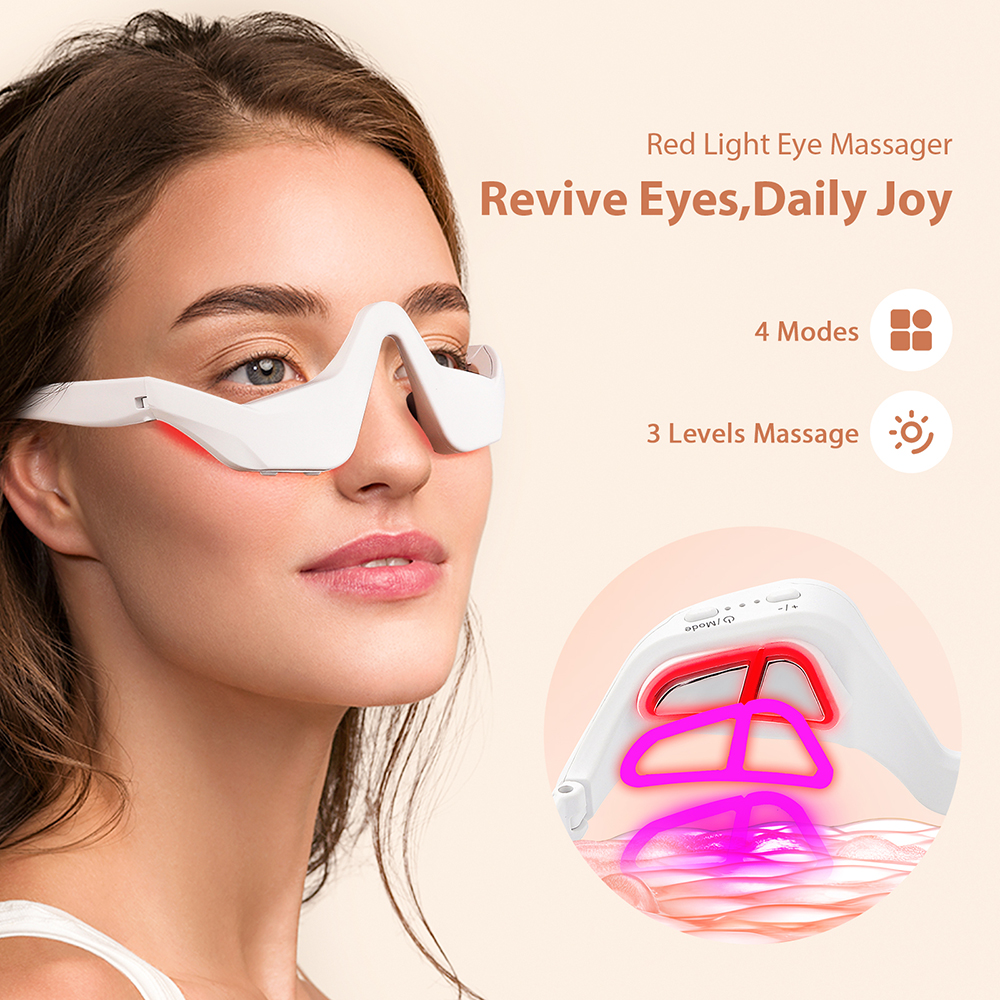 3D Red Light Therapy Eye Massager Glasses for Dark Circles and Eye Fatigue Relief