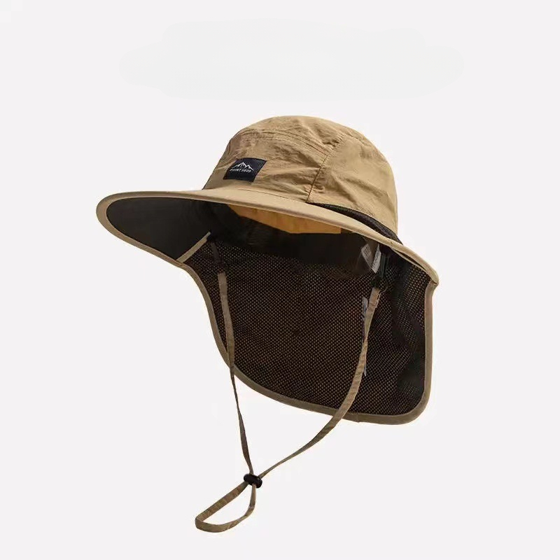 Unisex Waterproof Wide Brim Outdoor Hat with Neck Flap Quick-Drying Breathable Sun Protection